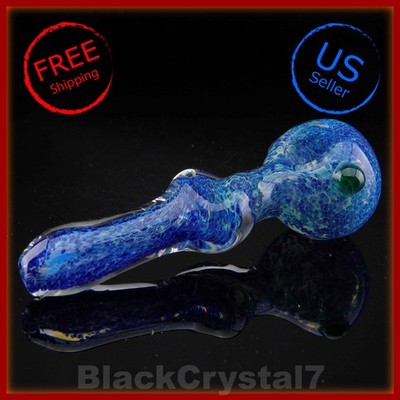 5'' Handmade Thick Midnight Blue Frit Mid Twister Tobacco Smoking Bowl Pipes