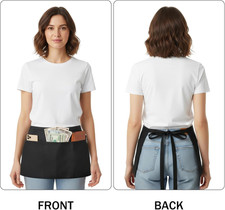 3 Pack Server Aprons With 3 Pockets, Oil Waterproof Waitress Waiter Short H...