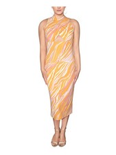 RACHEL RACHEL ROY Womens Orange Crossover Sleeveless Midi Evening Sheath Dress L