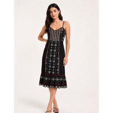 Veronica Beard Giuliani embroidered linen sleeveless midi dress Sz 4
