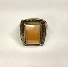 Vintage Large Tan Silver Ring Size 8 Approx. 9.49 Grams