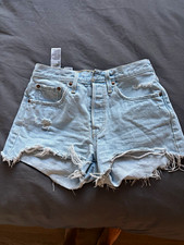 Levi's Premium Women's High Rise Light Wash Cut Off Denim Shorts Size 26