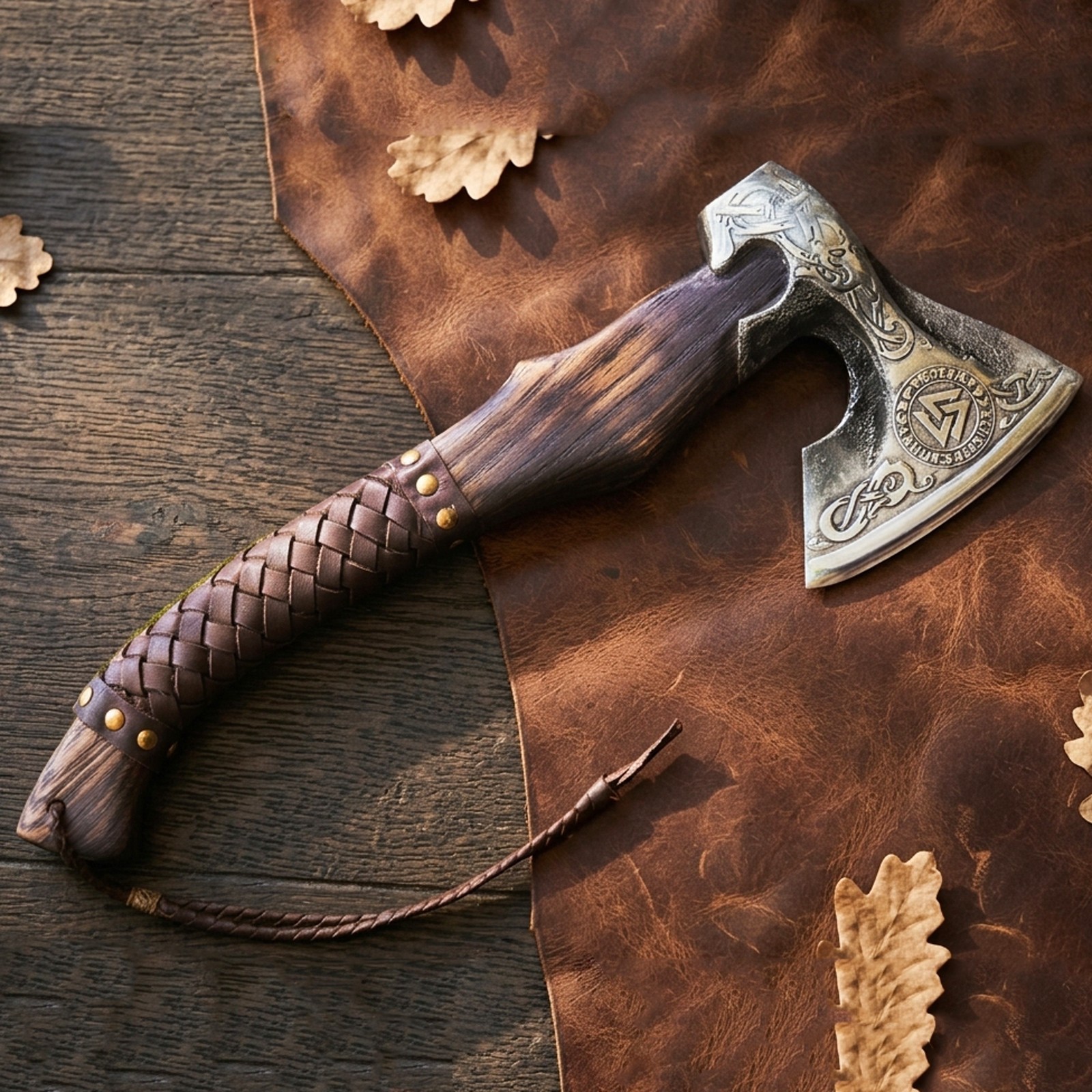 Handmade Carbon Steel Axe with Leather Sheath – Camping Hatchet Wood Handle