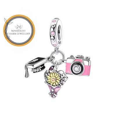 Graduation Cap & Bouquet Charm, Graduation Gift, Capture Life Camera Charm
