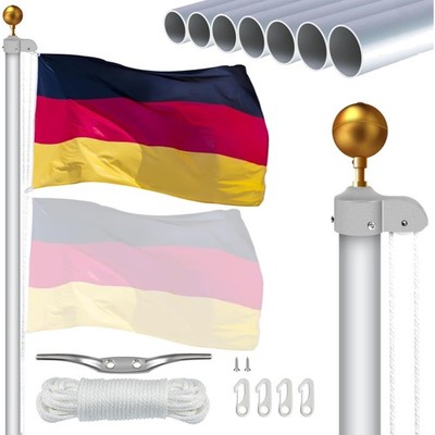 Fahnenmast Aluminium 6m verstellbar Außen Fahnenstange Set