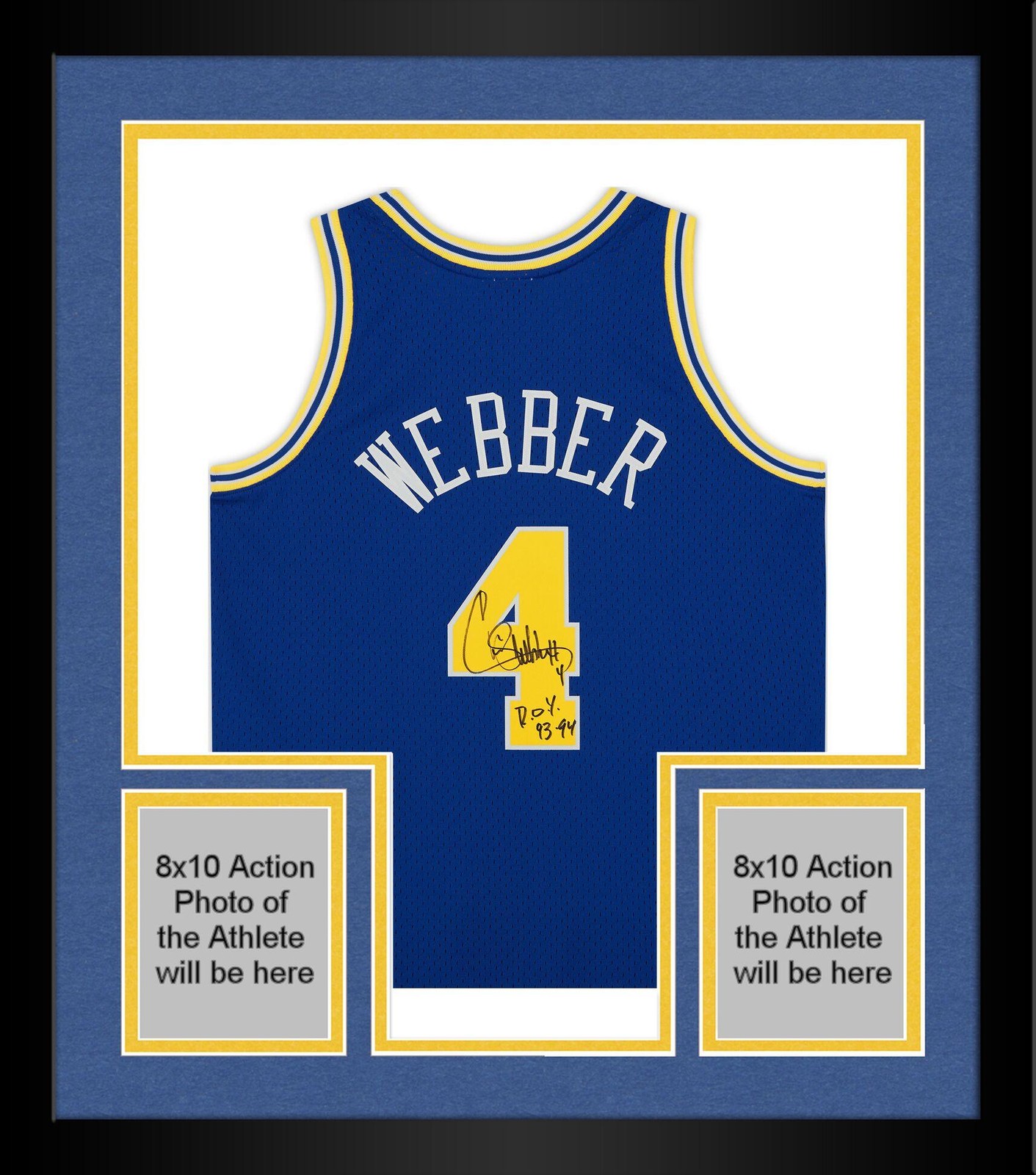 Chris Webber Autographed Signed Golden State Warriors Framed Warriors '93-94 Mitchell & Ness Swingman Jersey w/Ins 