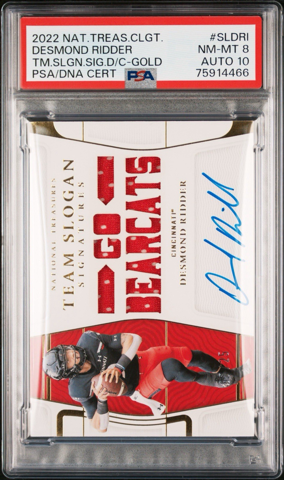 2022 Panini Desmond Ridder SL-DRI Gold Die-Cut Auto /25 PSA 8/10 view 1