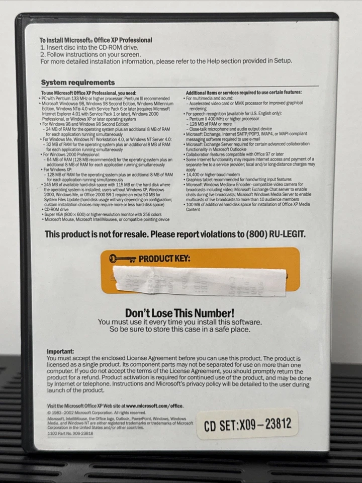 Microsoft Windows XP Professional Version 2002 w/Key - NFR Employee - 2 Disc - Image 2 of 4