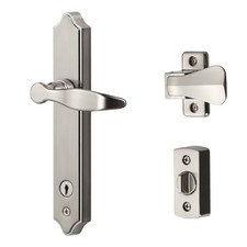 Ideal Security Storm Door Lever Handle Lock w/ 2 Keys, Satin Nickel