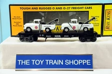 MTH RAIL KING 7640 MTH FLATCAR W (2) ERTL UNION 76 TOW TRUCKS. NEW IN BOX.