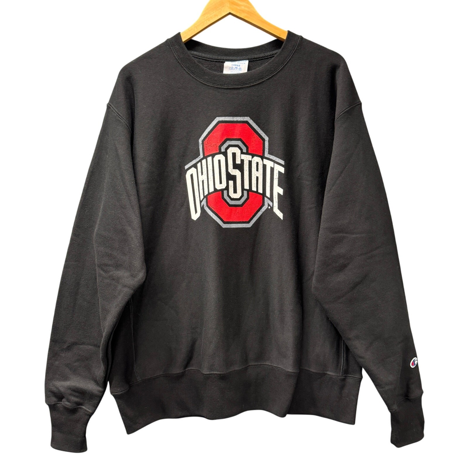 Ohio State Buckeyes Sweatshirt Mens Large Reverse Weave Crew Neck Black Champion