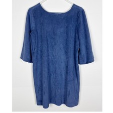 Anna Cate Emma Suede V-back Dress Size Small Coastal Blue