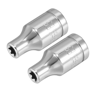 2Pcs 1/4-Zoll Laufwerk E5 externen Torx flachen Sockel Cr-V Stahl