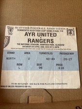 Ayr United v Rangers SC Semi Final Ticket 8/4/2000