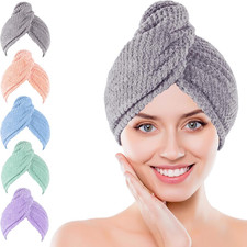 5 Pack Microfiber Hair Drying Towel Wraps Fast Drying Turbans for Women Curly Ha