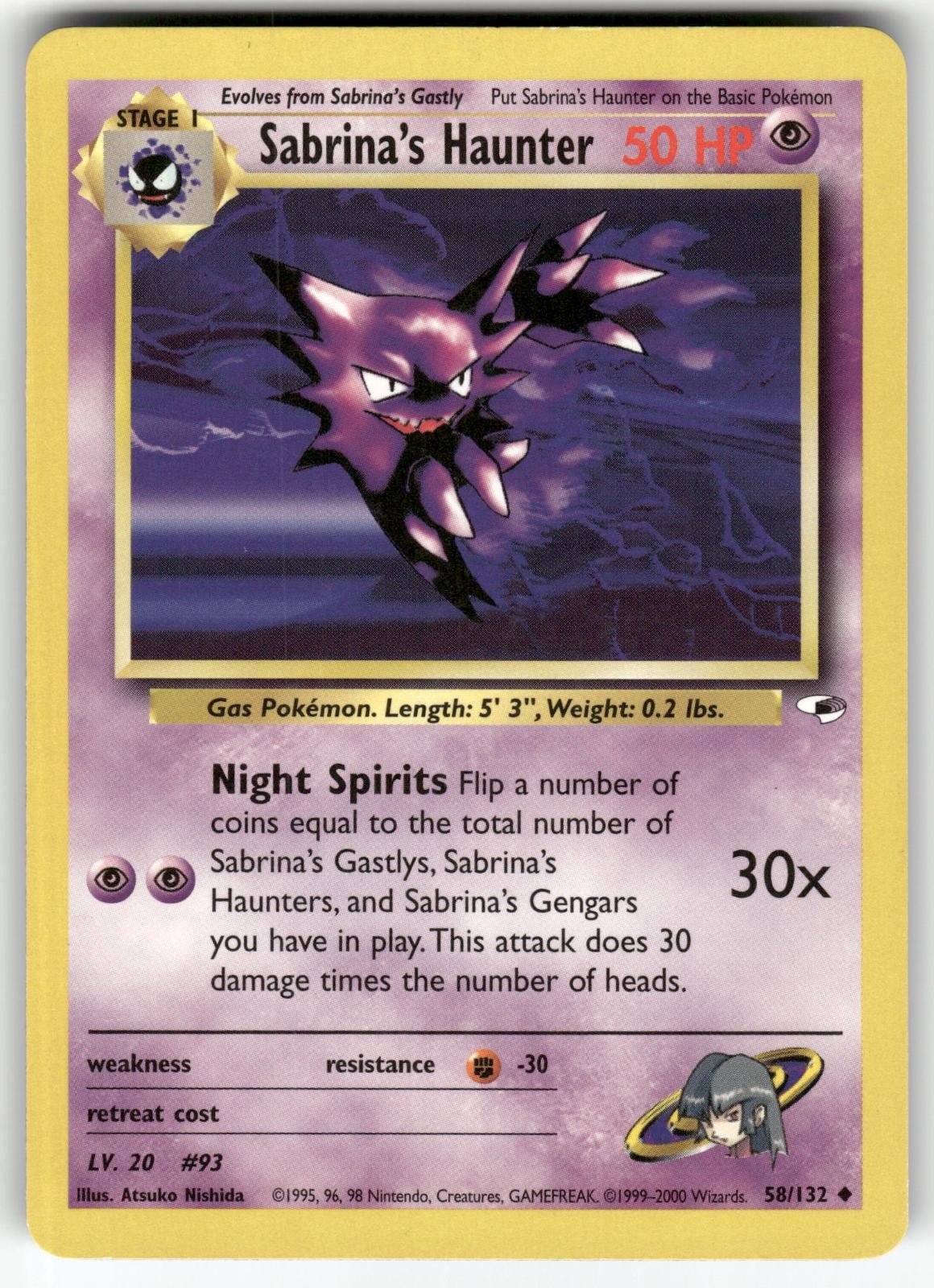 Sabrina's Haunter 58/132 Gym Heroes Pokemon Unlimited Near Mint