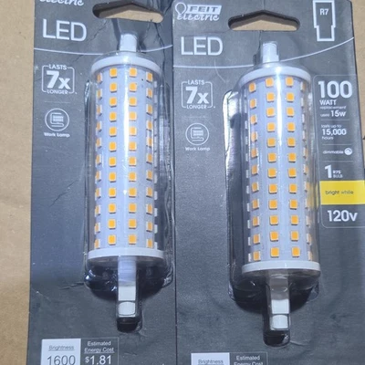 Feit Electric LED R7 Tube Bulb 15W 1600lm 3000K Bright White Dimmable 120V UL - Image 1 of 4