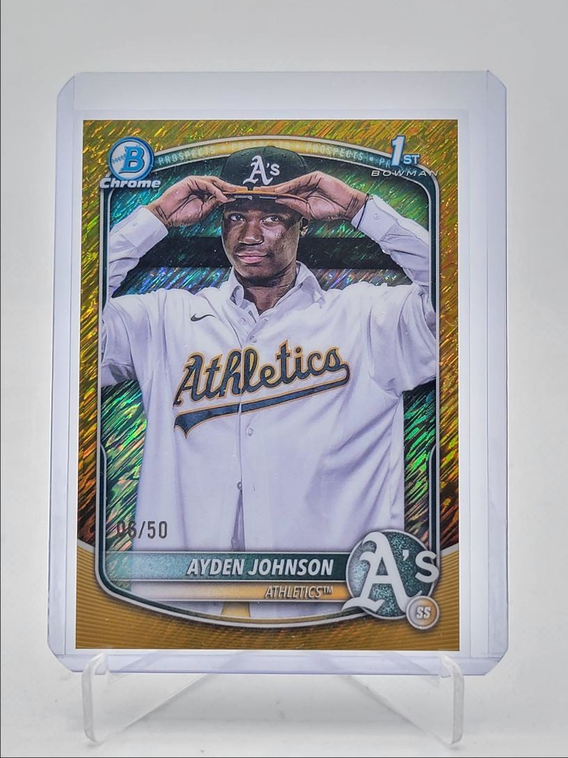 AYDEN JOHNSON 2025 BOWMAN CHROME 1ST GOLD SHIMMER REFRACTOR /50 Q4450