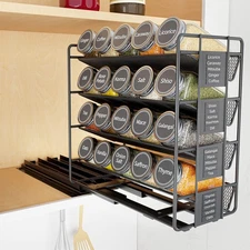 SpaceAid Pull Out Spice Rack Organizer with 20 Jars, Heavy Left Facing, Black 