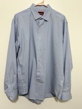 Alfani XL 17 34/35 Blue Pin Stripes Fitted Performance Dress Shirt