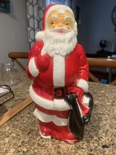 Empire 1968 Blow Mold Santa Christmas Lighted Display Table Top 13” No Cord/Bulb