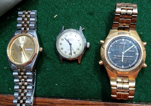 Vintage Bruen, Bulova, Seiko Uhren Konvolut! Alles läuft! Bulova Marine Star hat Box