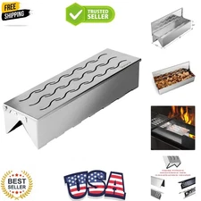 Double V-Shaped Stainless Steel Wood Chip Smoker Box for Charcoal & Gas Grill