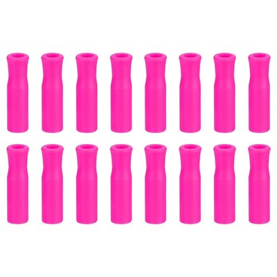 16pcs Silicone Straw Tips for 1/3 Inch(8mm) OD Stainless Steel Straws Pink