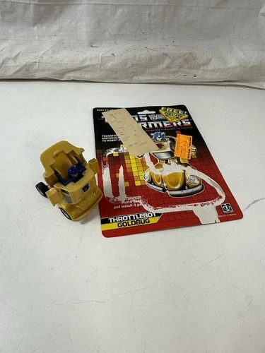 Vintage G1 Transformers Throttlebot Goldbug Hasbro 1987 w/ Original Cardback