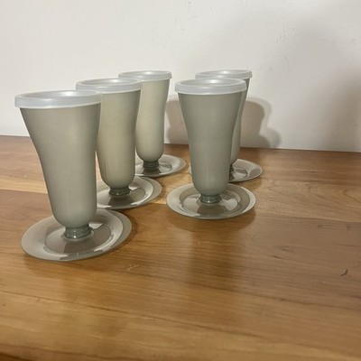 Dessert Parfait Fruit Pudding Cups w/ Lids Smoke Gray Tupperware 754 Set Of 5