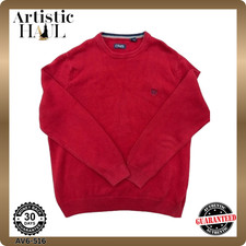 Chaps Men's Red Crewneck Sweater XL Cotton Knit Pullover Logo