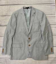 J CREW LUDLOW 100 LINEN Mens 42R Gray Button Sport Coat Jacket Blazer EXC