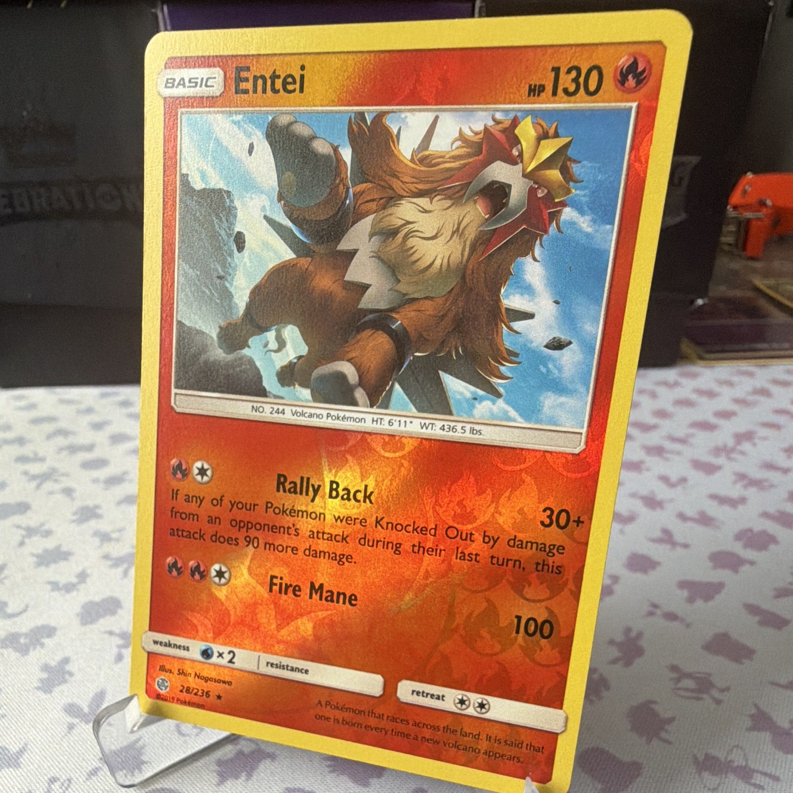 Entei 28/236 Sm-Cosmic Eclipse Reverse Holo Rare Pokemon Card