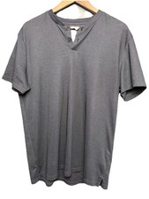 Marc Anthony Luxury Gray Henley Short Sleeve Button-Up Shirt L Pima Cotton Blend