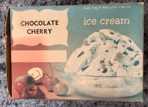 Scatola gelato vintage Heilemann's cioccolato ciliegia mezzo gallone anni 50 originale - Foto 3 di 11