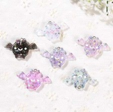 Glitter Bat Resin Charms with eyepins 38mm x 24mm 