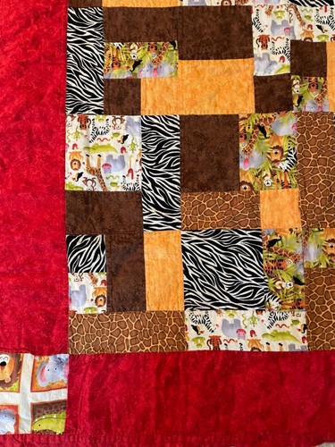 Babybett Decke Dschungel Zoo Tiere Elefanten Tiger Zebra Löwe Handarbeit 43 "X53" - Bild 5 von 12