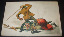 Old Comic MAN BEATS LADY'S BOTTOM WITH STICK CANE UGLY