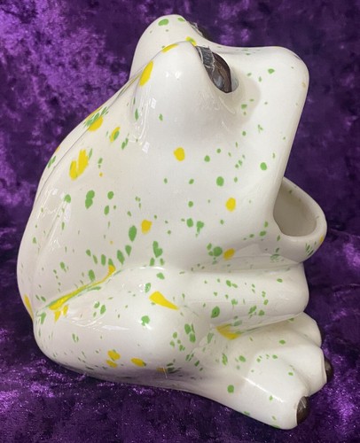 Vintage Ceramic Frog Sponge Holder Speckles Scrubby Sink Kitchen Decor 70s - Picture 5 of 9