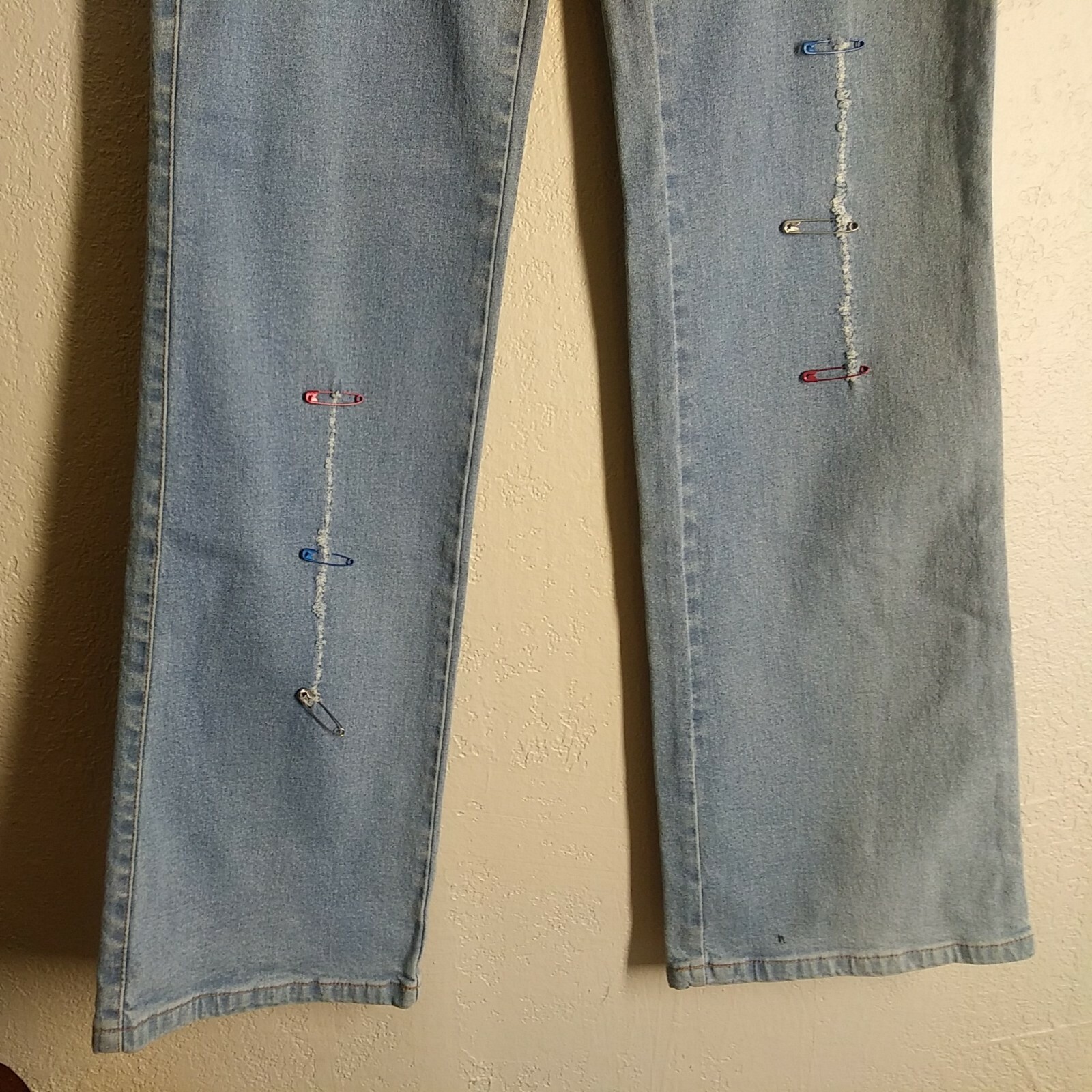 Ladies Justice Stretch Safety pin Design Jeans Gem