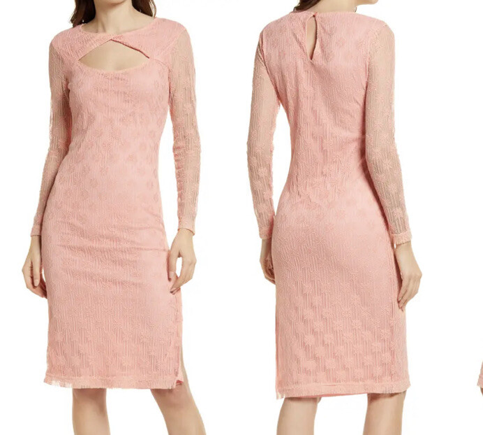 bb dakota long dresses BB Dakota Long Sleeve Lace Twist Front Dress In Orange Crush Size Small 2-4  $119