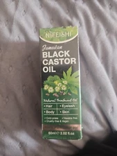 Nifeishi Jamaican Black Castor Oil 2.02 fl oz. Each 100% Pure Cold Pressed
