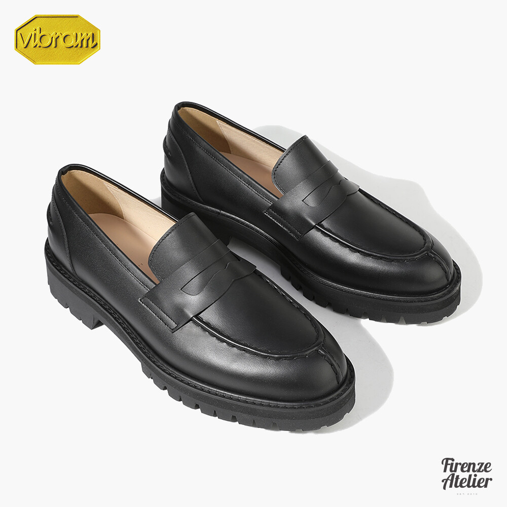 Firenze Atelier Men's Matte Black Leather Split Toe Penny Firenze Atelier Men's Matte Black Leather Split Toe Penny