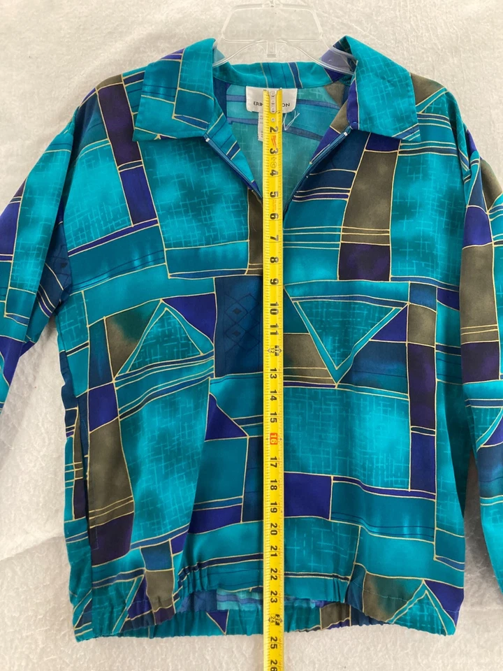 Chaqueta Erin London vintage años 90 pequeña cortavientos cremallera frontal camisa funky Foto 3 de 4