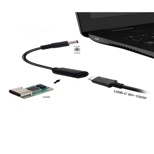 Câble de charge USB-C Type C femelle entrée DC 5,5 mm x 2,1 mm alimentation PD pour ordinateur portable - Photo 7/7