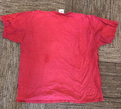 Nike Vintage 90s T Shirt Men's XXL Red Swoosh Logo Made in USA Faded Pinholes - Picture 5 of 5