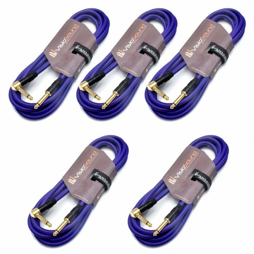 Premium Guitar Bass Lead 6.35mm 1/4" Angled Jack Pro Instrument Cable Multipack - Picture 14 of 43