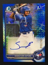 Sebastian Espino 2022 Bowman Chrome 1st Prospect Auto Blue Mojo /150 METS