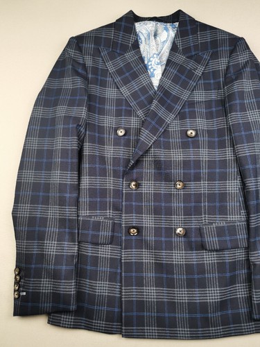 DUCHAMP LONDON Mens Size IT 42/UK 32R Double Breasted Jacket BNWT Wool Slim Fit - Picture 4 of 21