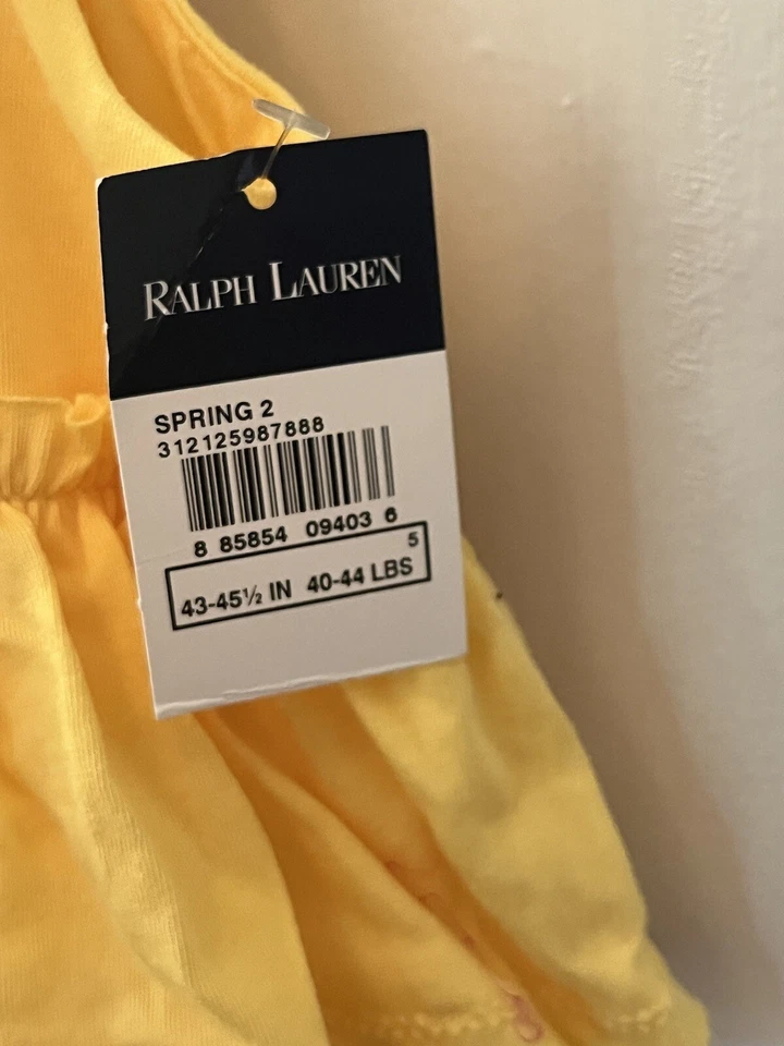 RALPH LAUREN Vestido Solero Amarillo Volantes Tejido Cómodo - Talla 4 5 ETIQUETAS NUEVAS Foto 3 de 4